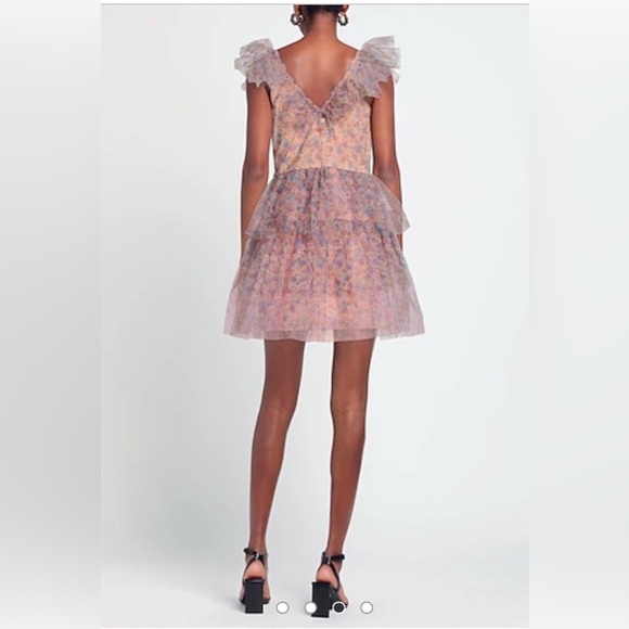Dixie DX Collection Pink Floral Tiered Tulle Dress Size S Made In Italy NWT - Picture 2 of 12